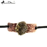 COP Indian Head With leather Cord Bracelet BR160101-01COP