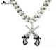 BOT160503-01 TWO STRAND CRYSTAL BOOT CHAIN W/PISTOLS CHARM