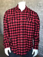 Red Plush Flannel Buffalo Check Western Shirt