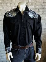 Menâ€™s Vintage 2 Tone Embroidered Western Shirt - 6737-BLK by Rockmount Ranch Wear