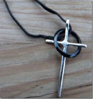 Hammered Metal Cross Necklace J-3029