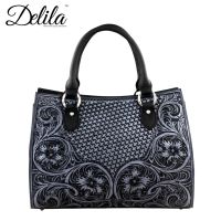LEA-6013 Delila 100% Genuine Leather Tooled Collection-Black