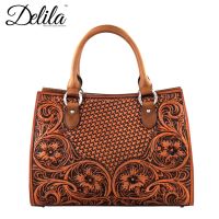 LEA-6013 Delila 100% Genuine Leather Tooled Collection-Brown