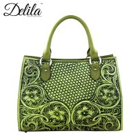 LEA-6013 Delila 100% Genuine Leather Tooled Collection-Lime
