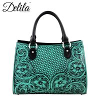 LEA-6013 Delila 100% Genuine Leather Tooled Collection-Turquoise