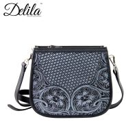 LEA-6015 Delila 100% Genuine Leather Tooled Collection-Black