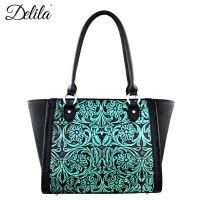 LEA-6017 Delila 100% Genuine Leather Tooled Collection-Turquoise