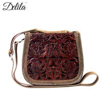 LEA-6018 Delila 100% Genuine Leather Tooled Collection-Coffee