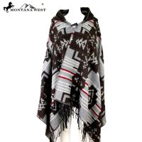 American Bling Aztec Pattern Cape Poncho with Hoodie