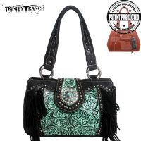 TR04G-8246A Montana West Trinity Ranch Tooled Design Concealed Handbag Collection-BK/TQ