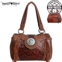 TR04G-8246A Montana West Trinity Ranch Tooled Design Concealed Handbag Collection-Brown