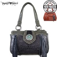 TR04G-8246A Montana West Trinity Ranch Tooled Design Concealed Handbag Collection-Grey