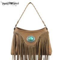 TR08-8291  Montana West Trinity Ranch Fringe Design Handbag-Grey