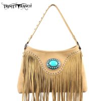 TR08-8291  Montana West Trinity Ranch Fringe Design Handbag-Tan