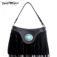 TR08-8291  Montana West Trinity Ranch Fringe Design Handbag-Black