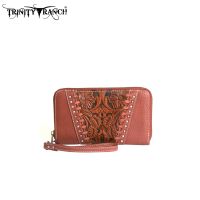 TR12-W003 Montana West Trinity Ranch Tooled Design Wallet-Brown