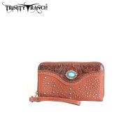 14-W003 Montana West Trinity Ranch Tooled Design Wallet-Turquoise Montana West Trinity Ranch Tooled Design Wallet-Brown
