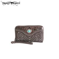 TR14-W003 Montana West Trinity Ranch Tooled Design Wallet-Coffee