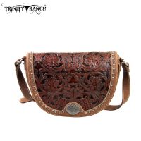 TR15-L8287 Montana West Trinity Ranch Tooled Design Collection Messenger Bag-Brown
