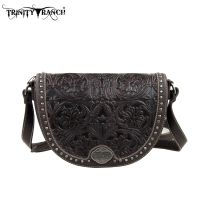 TR15-L8287 Montana West Trinity Ranch Tooled Design Collection Messenger Bag-Coffee