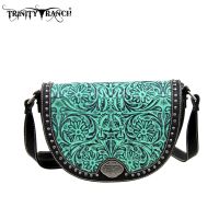 TR15-L8287 Montana West Trinity Ranch Tooled Design Collection Messenger Bag-Black