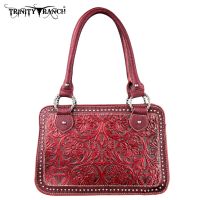 TR18-L8247 Montana West Trinity Ranch Tooled Design Collection Handbag-Red