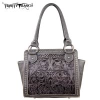 TR18-L8250 Montana West Trinity Ranch Tooled Design Collection Handbag-Black