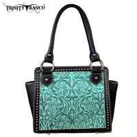 TR18-L8250 Montana West Trinity Ranch Tooled Design Collection Handbag-Turquoise