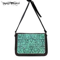 TR18-L8316 Montana West Trinity Ranch Tooled Design Collection Messenger Bag-Turquoise