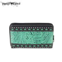TR20-W003 Montana West Trinity Ranch Tooled Design Wallet-Black