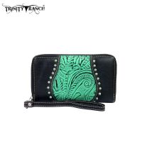 TR23-W003 Montana West Trinity Ranch Tooled Design Wallet-Black