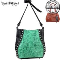 TR23G-8360 Montana West Trinity Ranch Tooled Design Handbag-Black