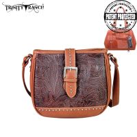 TR24G-L8360 Montana West Trinity Ranch Buckle Design Concealed Handgun Collection Handbag-Brown