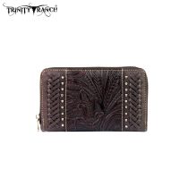 TR25-W003 Montana West Trinity Ranch Tooled Design Wallet-Coffee
