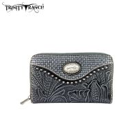 TR26-W003 Montana West Trinity Ranch Tooled Design Wallet-Black