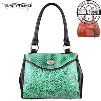 TR26G-L8036 Montana West Trinity Ranch Tooled Design Concealed Gandgun Collection Handbag-Turquoise