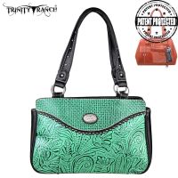 TR26G-L8247 Montana West Trinity Ranch Tooled Design Collection Handbag-Turquoise