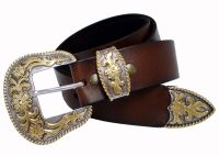 Cowboy Western Buckle Full Grain Leather Belt by Diamon V Western Wear