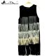 Montana West Suede-Like Fringe Long Vest-Navy