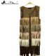 Montana West Suede-Like Fringe Long Vest-Navy