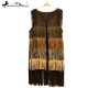 Montana West Suede-Like Fringe Long Vest-Navy