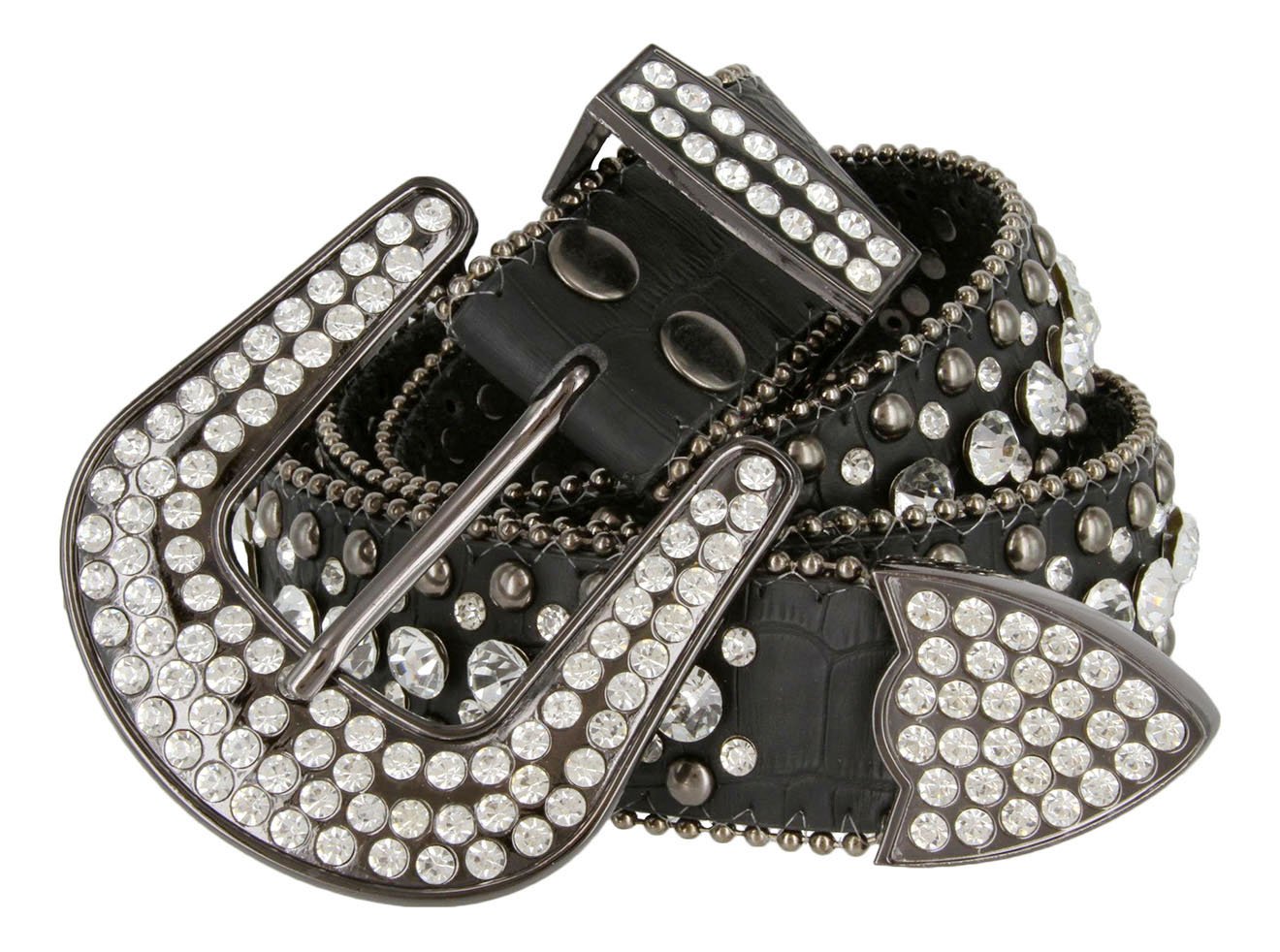 Rhinestone Belt for Women Cowgirl Bling Studded Leather Belt for