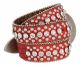 Women's Western Rhinestone Studded Leather Belt 1-1/2" Wide -Red