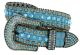 Women's Western Rhinestone studded Leather Belt - Teal