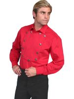 Wahmaker Brushed Twill Cotton Bib Shirt - Red