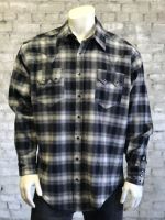 Men's Plush Flannel Plaid Western Shirt 647-BLK by Rockmount Ranch Wear