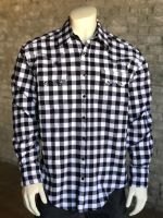 White Plush Flannel Buffalo Check Western Shirt