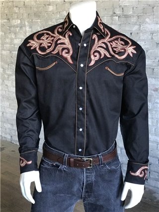 Tooled Embroidery Cotton Gab Western Shirt 6715 by Rockmount
