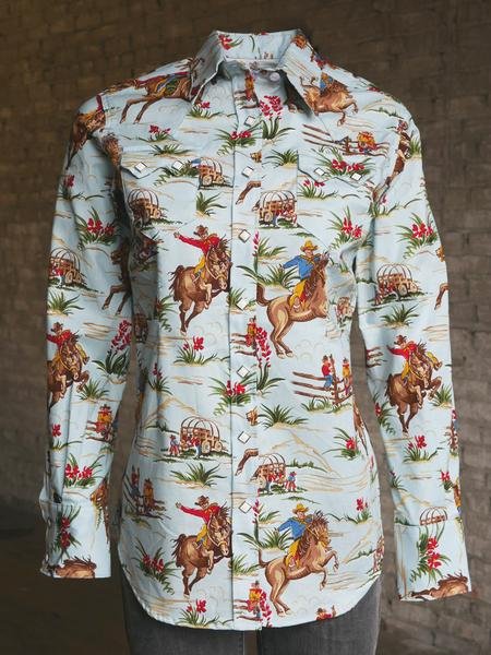 Women's Retro Cowboy Print Shirt