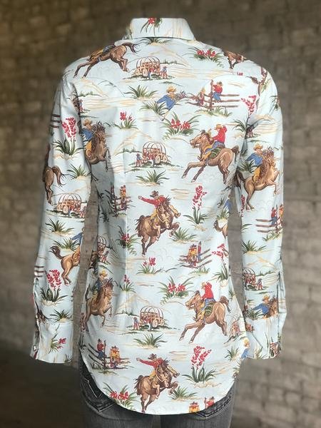 Women's Retro Cowboy Print Shirt